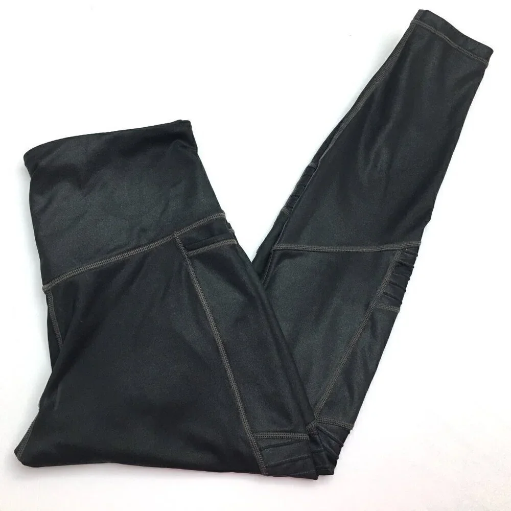 Athleta Women's Black Leggings Inclination Moto Sparkly Small length 25